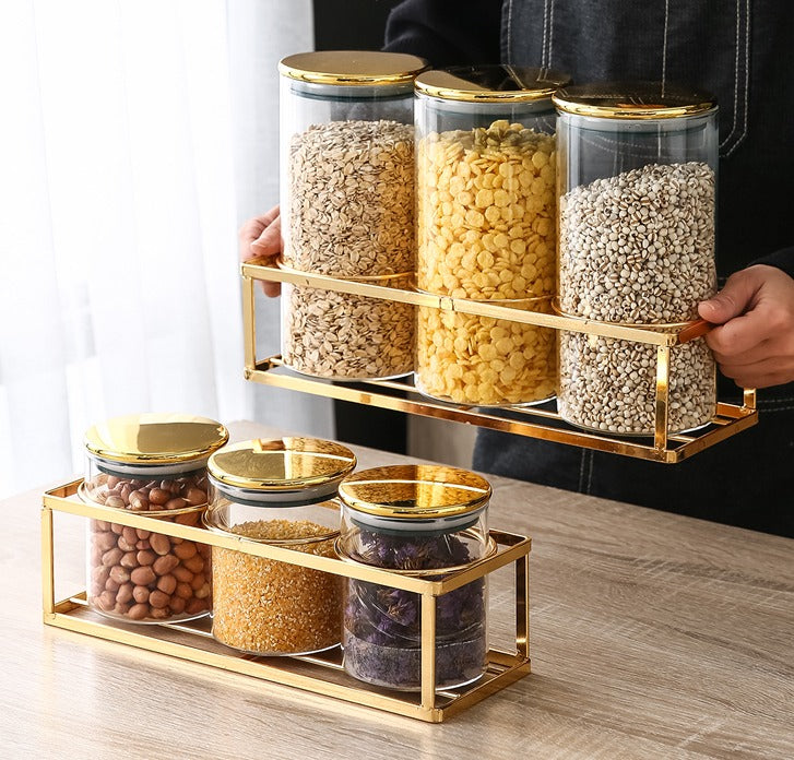 aufbewahrung glas gold Royal Golden Home Vorratsdosen Set Glamour